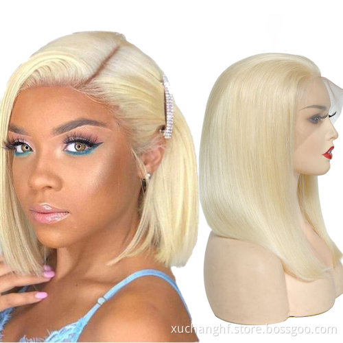 Pink Purple 613 Blue Green Yellow Bob Lace Front Wigs 13x4 Pre Plucked Straight Virgin Brazilian Blonde Colored Wigs Human Hair